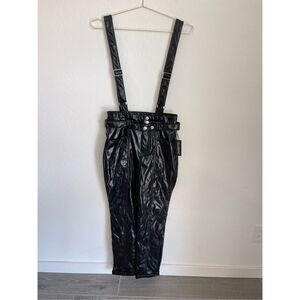 Blank NYC Faux Leather Jeans with Suspenders Size 28 NWT